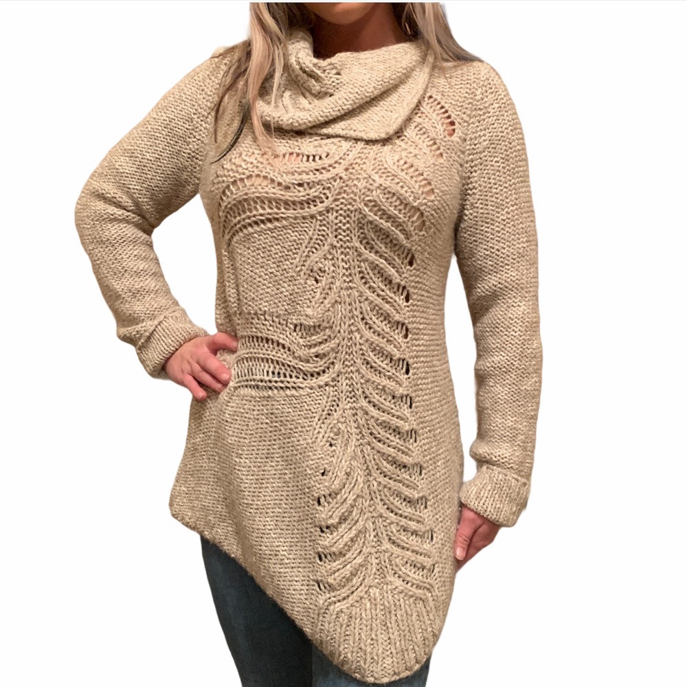Anthropologie - Moth - Cowl Neck Open Knit Sweater